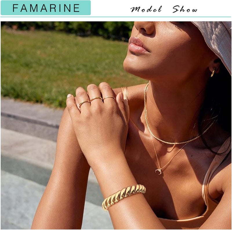 FAMARINE سوار سميك من الذهب والفضة للنساء والرجال - Image 3